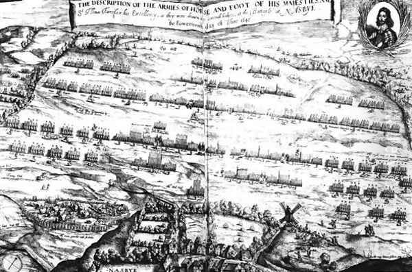 The Description of the Armies of Horse and Foot of his Majesties at the Battle of Naseby, 14th June 1645, first published in Anglia Rediviva by Joshua Sprigge in 1647 Oil Painting by Streeter