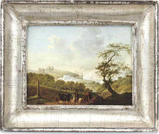 Napoleon Directing Generals On A Track, A Cavalry Troop Andinfantrymen Beyond Oil Painting by Joseph Swebach-Desfontaines