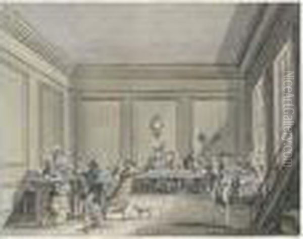 Assassinat De Le Pelletier, 
Maison De Fevrier Restaurateur, Le 20 Janvier 1793, 30 Nivose An I De La
 Republique Oil Painting by Joseph Swebach-Desfontaines