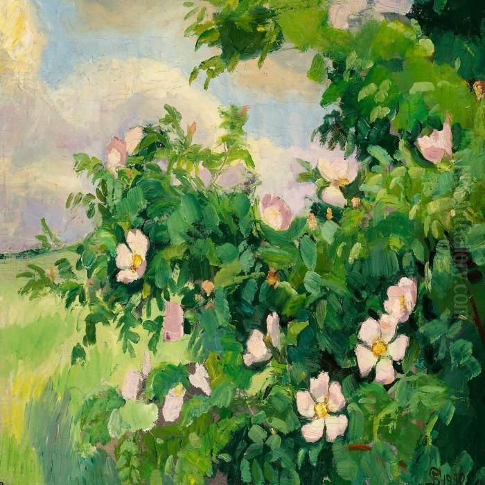 Vilde Roser Fra Fyn Oil Painting by Fritz Syberg