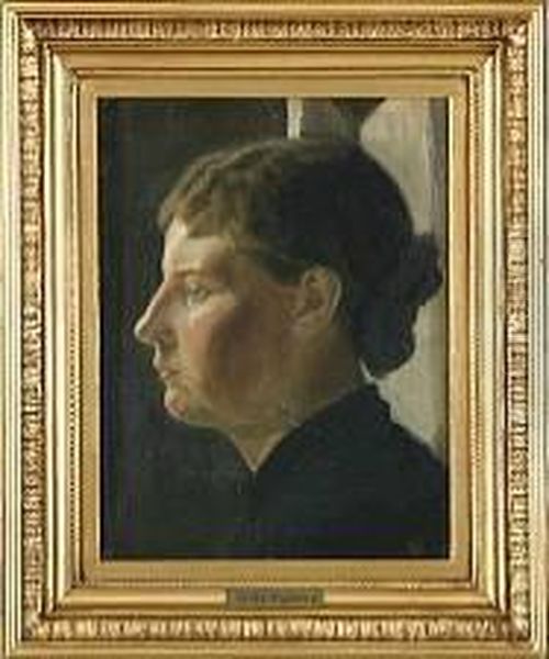 A Portrait Of A Woman Oil Painting by Fritz Syberg