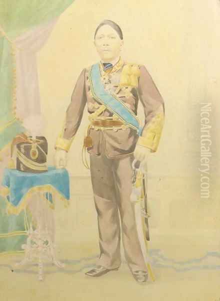 Portrait of an Indonesian man in uniform Oil Painting by Dutch School