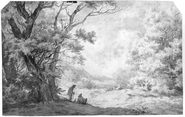 An extensive landscape with travellers Oil Painting by Dutch School