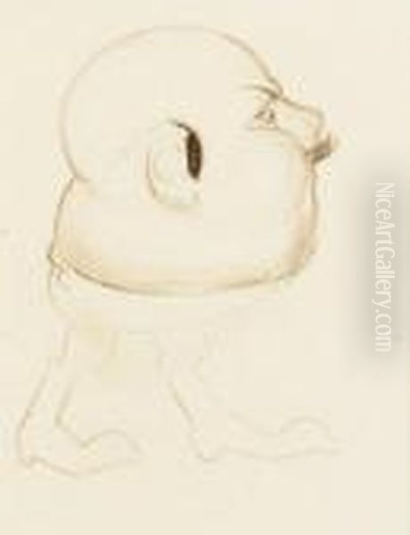 Caricature Macrocephale D'homme Moustachu Oil Painting by Arthur Szyk