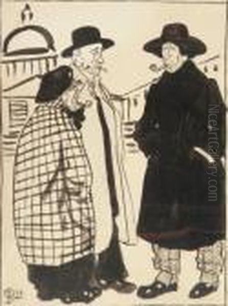 Trois Hommes Oil Painting by Arthur Szyk