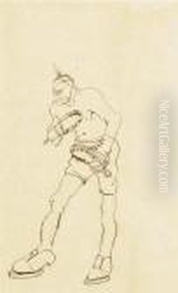 Lutteur Allemand Caricature Oil Painting by Arthur Szyk