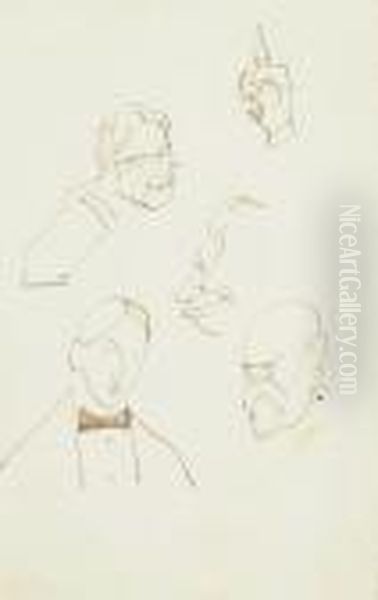 Cinq Etudes De Tetes Dont Un Militaire Oil Painting by Arthur Szyk