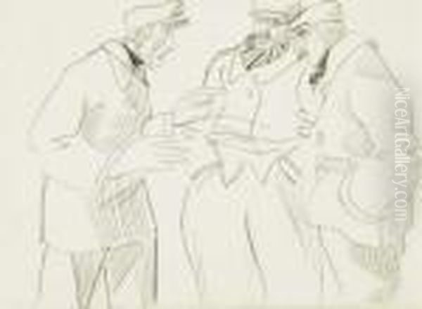 Discussion A Trois Oil Painting by Arthur Szyk