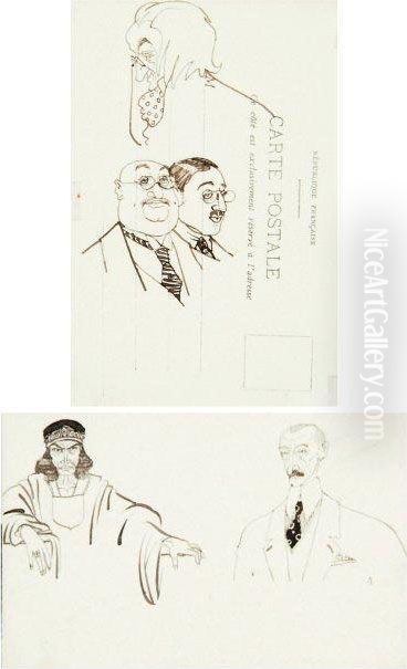 Personnage Oriental Et Personnage Oil Painting by Arthur Szyk