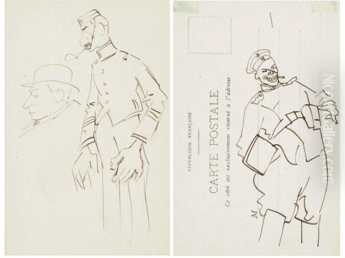 Groom En Pied Fumant Oil Painting by Arthur Szyk