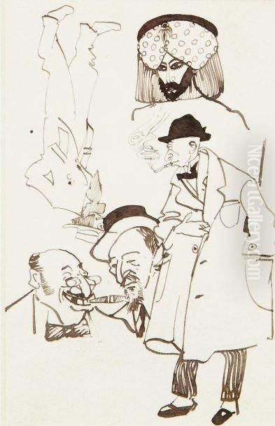 Etudes De Personnages Oil Painting by Arthur Szyk