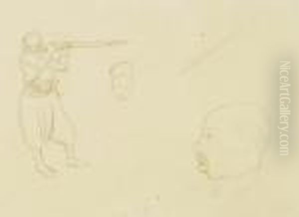 Deux Etudes De Zouave Dont Un En Pied Tirant Oil Painting by Arthur Szyk