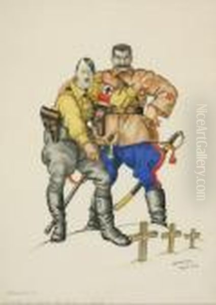 'lebensraum,' Le Future De L'europe Tel Qu' 'ils' Levoient... Oil Painting by Arthur Szyk