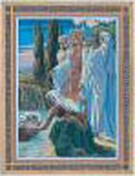 Moses On The Nile Oil Painting by Arthur Szyk