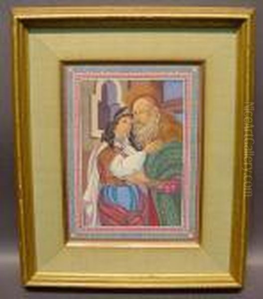 Esther And Elder Oil Painting by Arthur Szyk