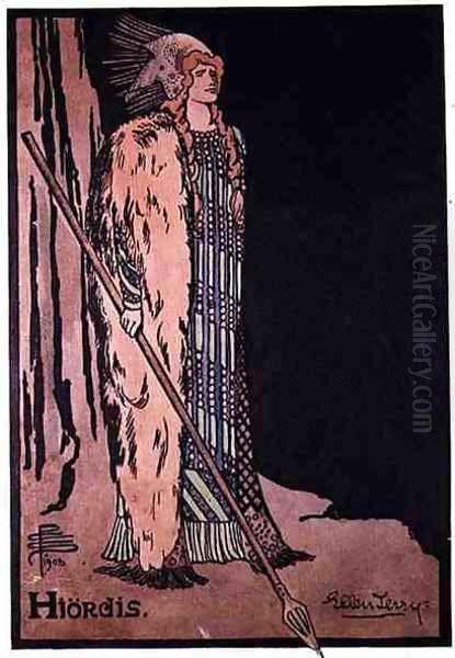 Ellen Terry 1847-1928 as Hiordis in The Vikings by Henrik Ibsen, 1903 Oil Painting by Pamela Colman Smith