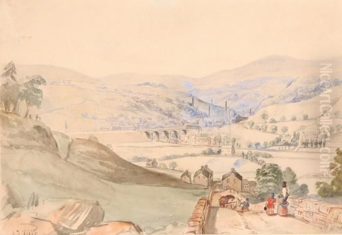 The Aqueduct, Yorkshire Oil Painting by Arthur Fitzwilliam Tait