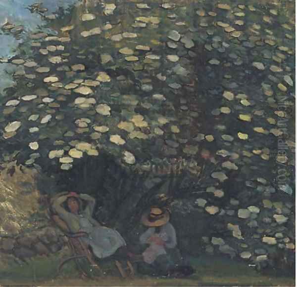 In the shade of the trees Oil Painting by Continental School