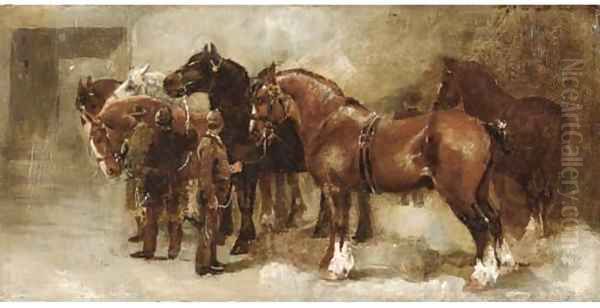 Percherons Oil Painting by Continental School