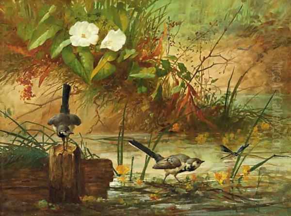 Summer pond Oil Painting by Continental School