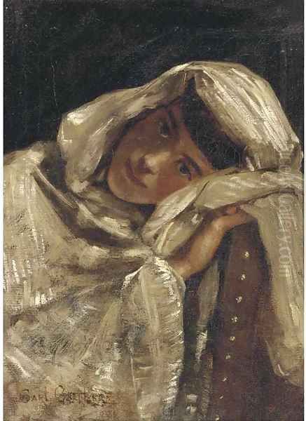 Portrait of an Eastern beauty Oil Painting by German School