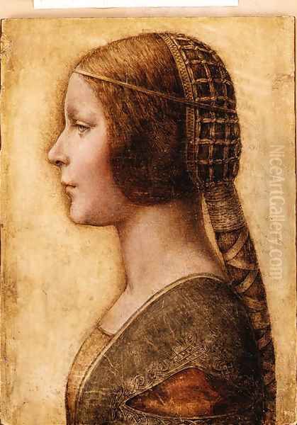 The Head of a young Girl in Profile to the left in Renaissance Dress Oil Painting by German School