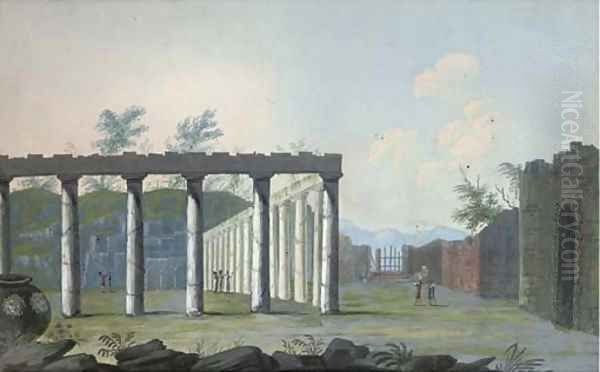 Avanti della collomata del quartiere dei soldati al Pompeii Oil Painting by Neapolitan School