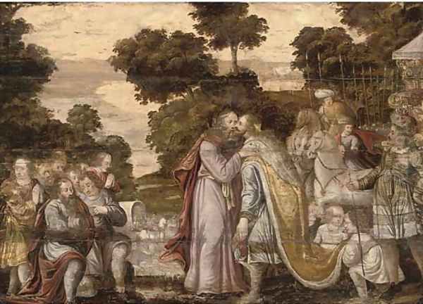The meeting of Joseph and Jacob Oil Painting by Flemish School