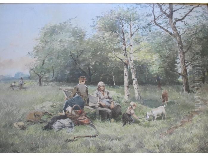 Out In The Fields Oil Painting by Jan Mari Henri Ten Kate