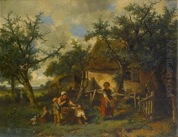 Picking Apples Oil Painting by Jan Mari Henri Ten Kate