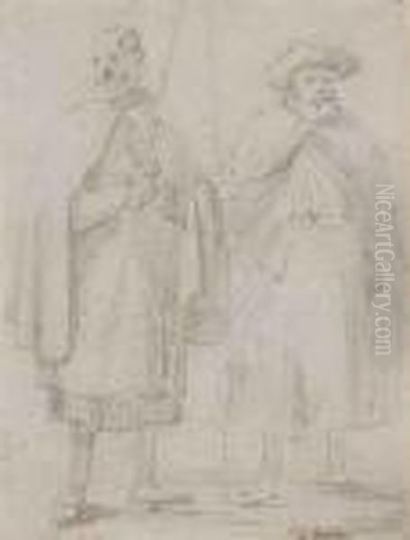 Portrait De Deux Pecheurs En Pied Oil Painting by David The Younger Teniers