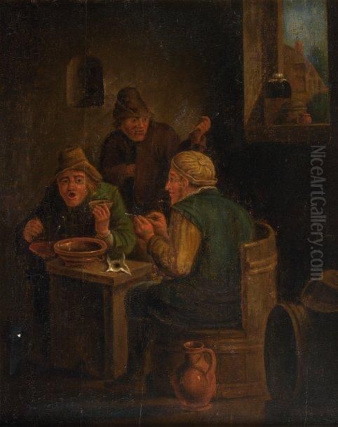 Fumeurs Dans Une Taverne Oil Painting by David The Younger Teniers