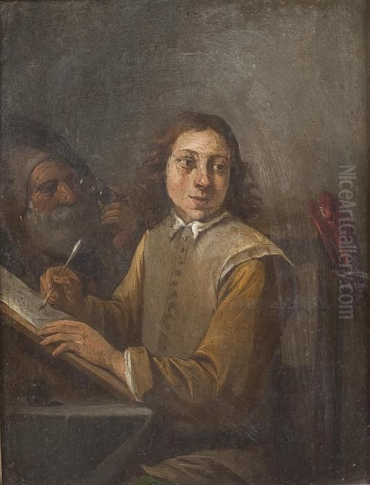 Die Zeichenstunde Oil Painting by David The Younger Teniers