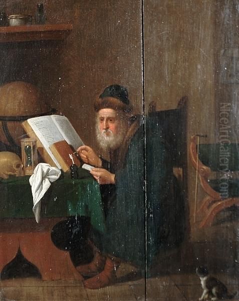 A Philosopher In His Study Oil Painting by David The Younger Teniers
