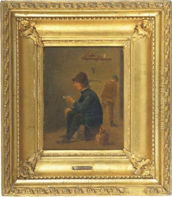 Umkreis Des - Bauer Mit Pfeife Oil Painting by David The Younger Teniers