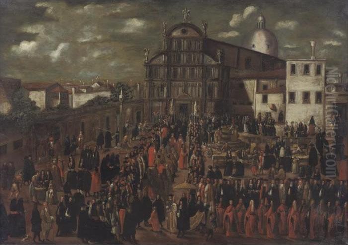 Property From A Philadelphia Collection
 

 
 
 

 
 The Easter Morning Processional Of The Prince Of Venice, As He Visits The Church And Nuns Of San Zaccaria Oil Painting by David The Younger Teniers