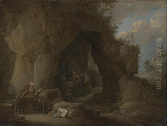 Property From A Private Collection
 

 
 
 

 
 Hermits Writing In A Rocky Landscape Oil Painting by David The Younger Teniers