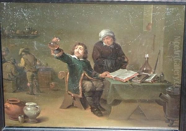 A Chemist Working In His Study Oil Painting by David The Younger Teniers