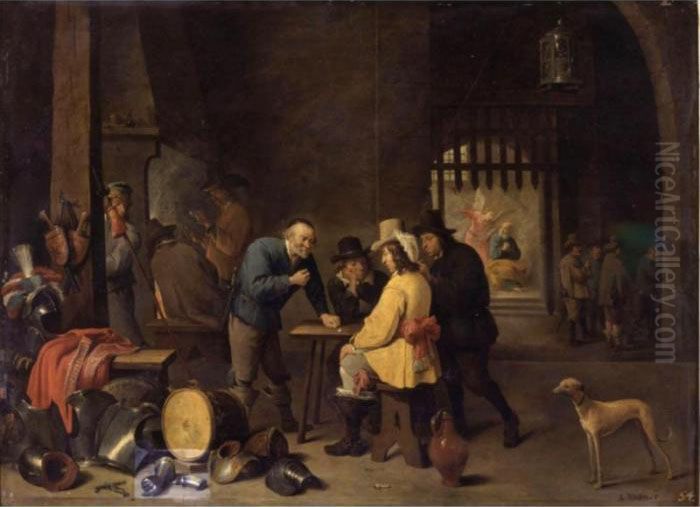 A Guardsroom With The Angel Appearing To Saint Peter In Prison Oil Painting by David The Younger Teniers