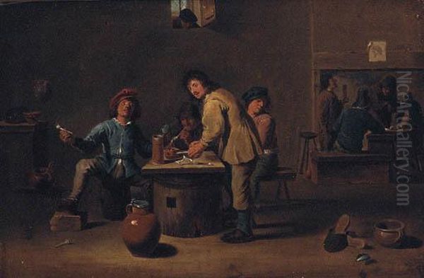 Boors In An Inn Oil Painting by David The Younger Teniers