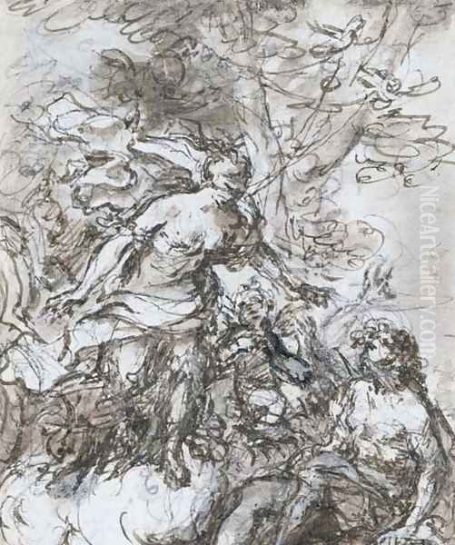 Venus appearing to Adonis Oil Painting by Venetian School