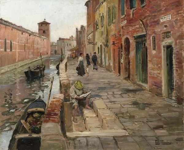 Venice
 With Signature 'fritz Thaulow.' (lower Right) Oil Painting by Fritz Thaulow