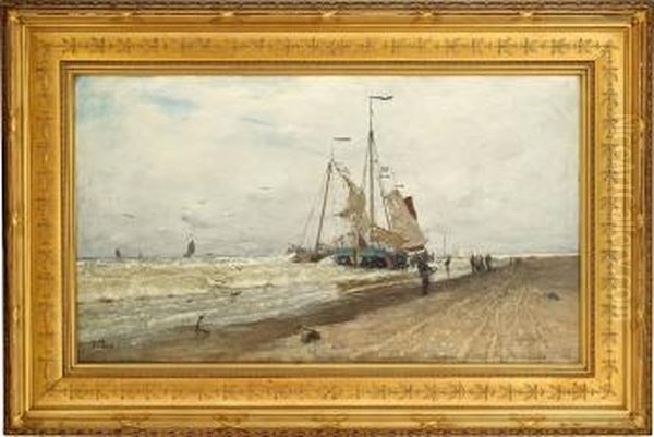 Bater Ved Kysten Oil Painting by Fritz Thaulow