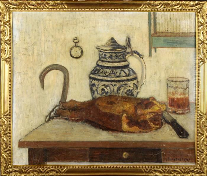 Nature Morte A La Cruche Et Au Jambon Oil Painting by Louis Thevenet
