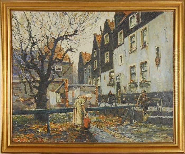 Dutch Village Scene Oil Painting by Anthony Thieme