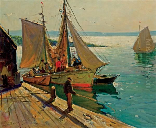 Harbor Scene Oil Painting by Anthony Thieme