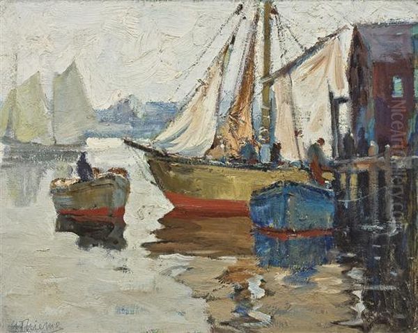 Dock Scene Oil Painting by Anthony Thieme