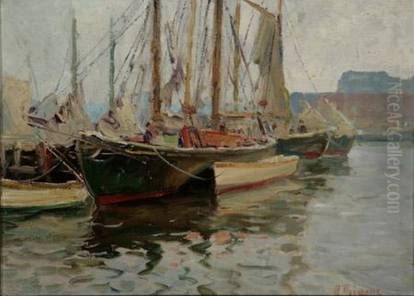 In Harbor Oil Painting by Anthony Thieme
