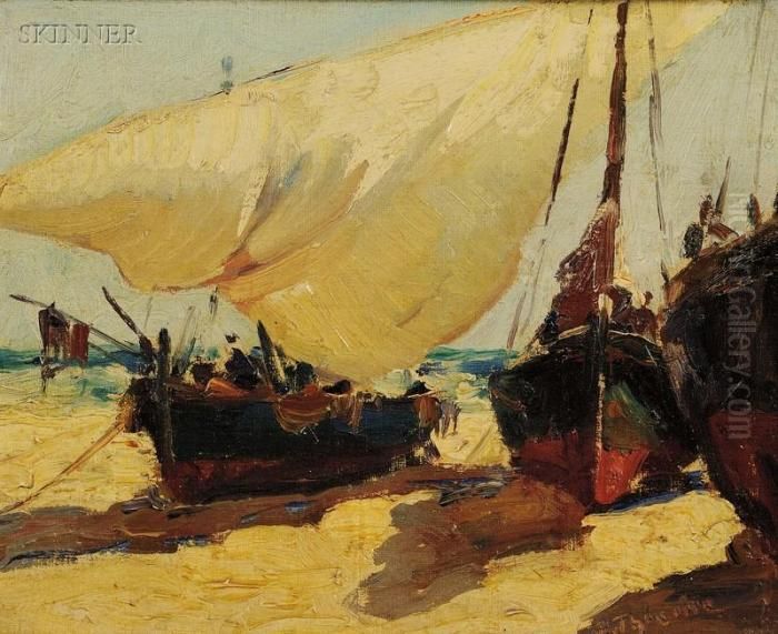 Beached Boats Oil Painting by Anthony Thieme
