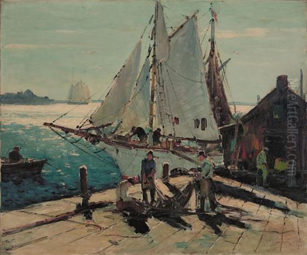 Cleaning The Nets Oil Painting by Anthony Thieme